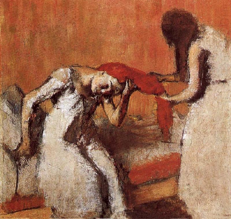 Two lady dressing up hair, Edgar Degas